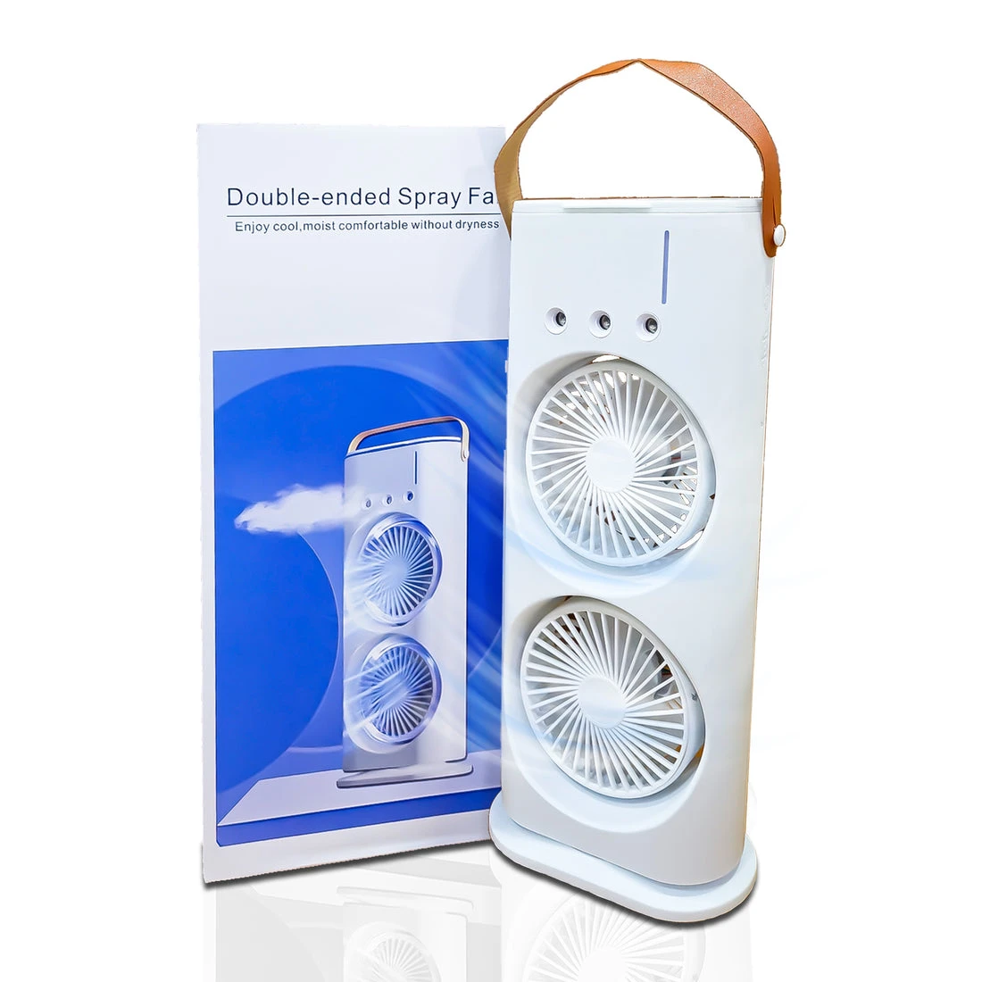 Double Ended Cooling Mister Fan Spray Mist Fan USB Rechargeable Handheld Portable Mini Fan USB Electric Fan LED Night Light