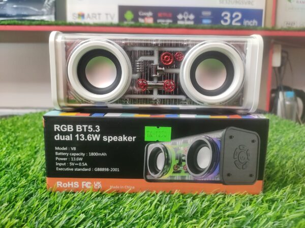 Mecha V8 10W Dual Speaker Transparent RGB Bluetooth Speaker - Image 3